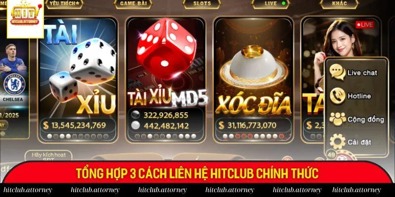 Có 3 kênh chính thức hội viên dùng để liên lạc với đội ngũ Hitclub