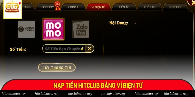 Gửi tiền Hitclub với ví điện tử tiện lợi