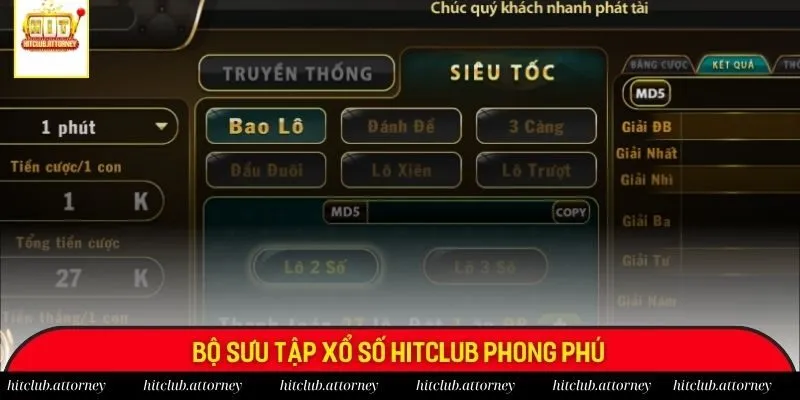 Bộ sưu tập xổ số Hitclub phong phú