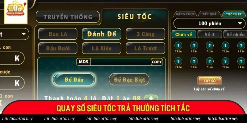 Quay số siêu tốc trả thưởng tích tắc